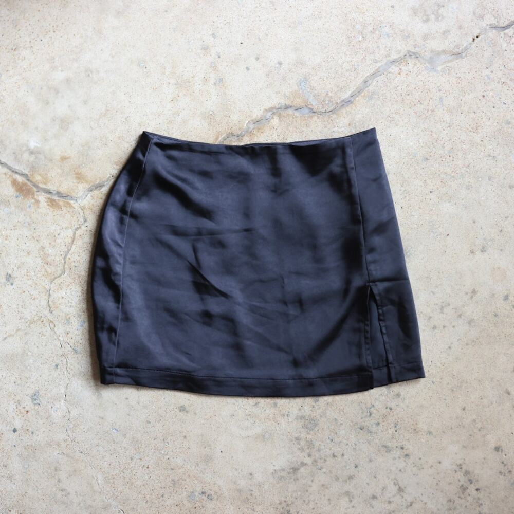 Altar'd State Black Satin Mini Skirt Size M Fall Minimalist Dressy
